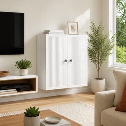 Wall-Mounted Cabinet: 59x31x60cm, White Engineered Wood