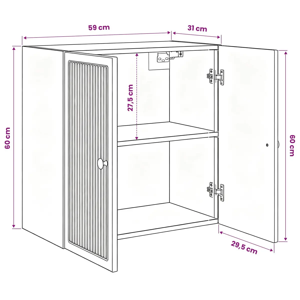 Wall-Mounted Storage Cabinet White Engineered Wood Living Room Bedroom 59 x 31 x 60 cm