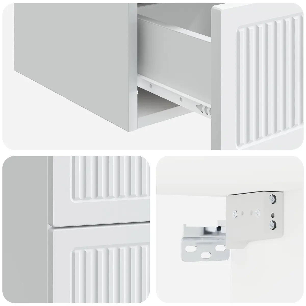 Wall-Mounted Bedside Cabinet Storage Organiser Bedroom Furniture White