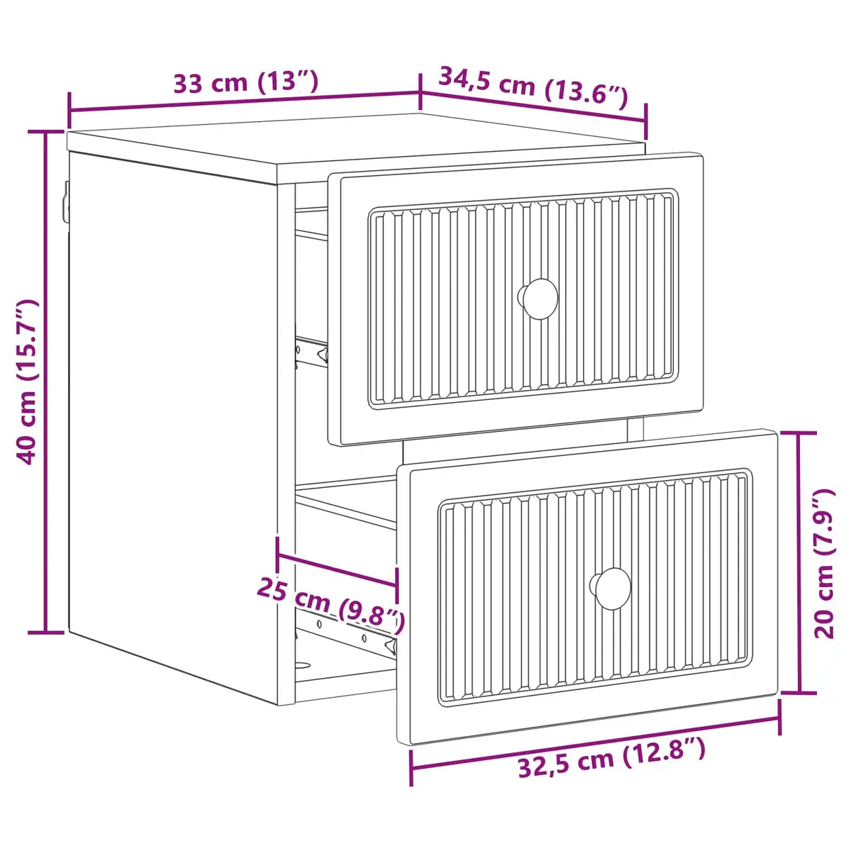 Wall-Mounted Bedside Cabinet Storage Organiser Bedroom Furniture White