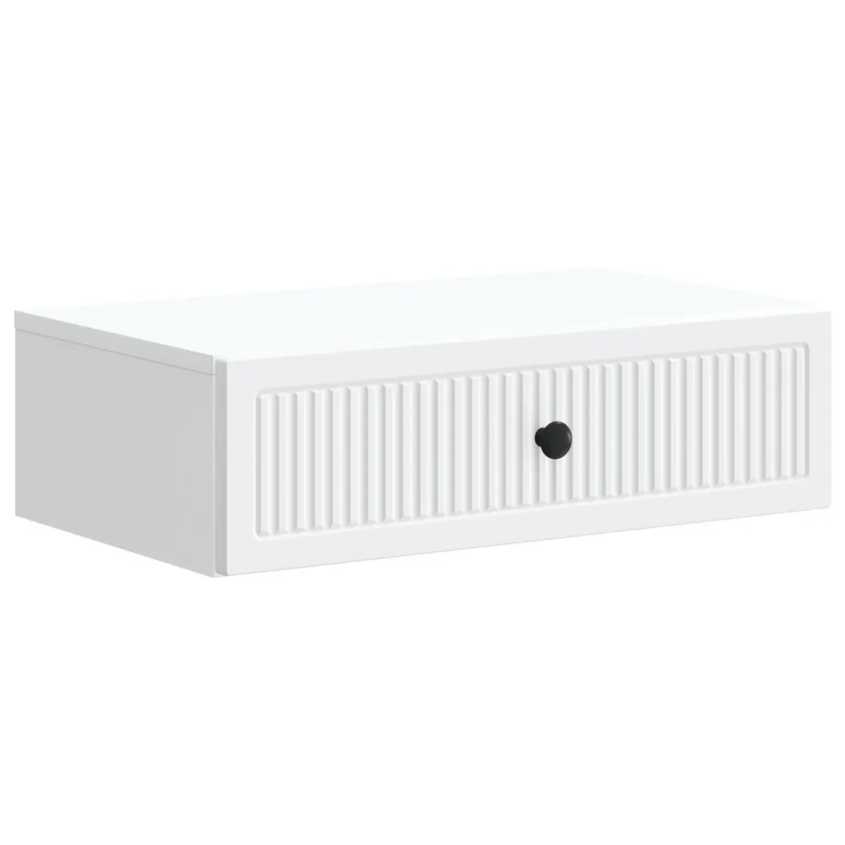 Wall-Mounted Side Table White Storage Cabinet Engineered Wood Living Room 59 x 34.5 x 17 cm