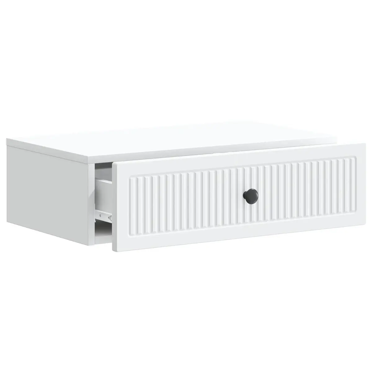 Wall-Mounted Side Table White Storage Cabinet Engineered Wood Living Room 59 x 34.5 x 17 cm