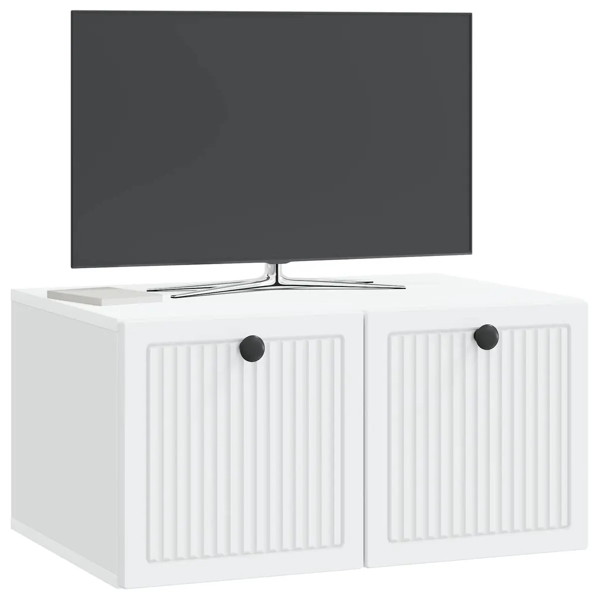 Wall-Mounted TV Cabinet White Storage Unit Living Room Modern Design 59.5cm