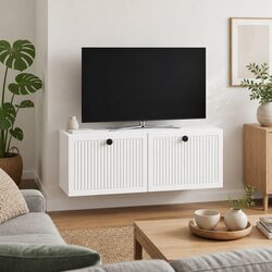 Wall-Mounted TV Cabinet White Modern Living Room Storage Engineered Wood 78.5cm