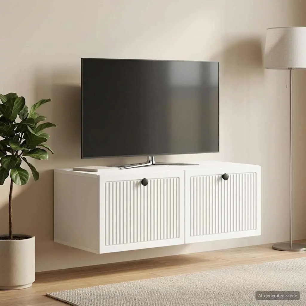 Wall-Mounted TV Cabinet for Living Room White Engineered Wood 78.5cm