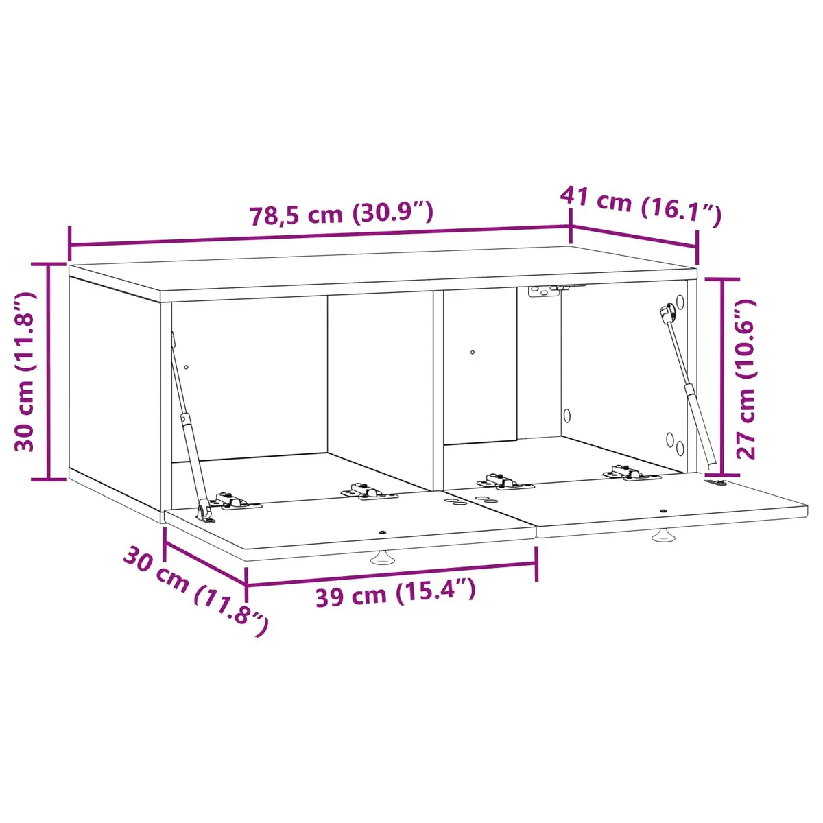 Wall-Mounted TV Cabinet for Living Room White Engineered Wood 78.5cm