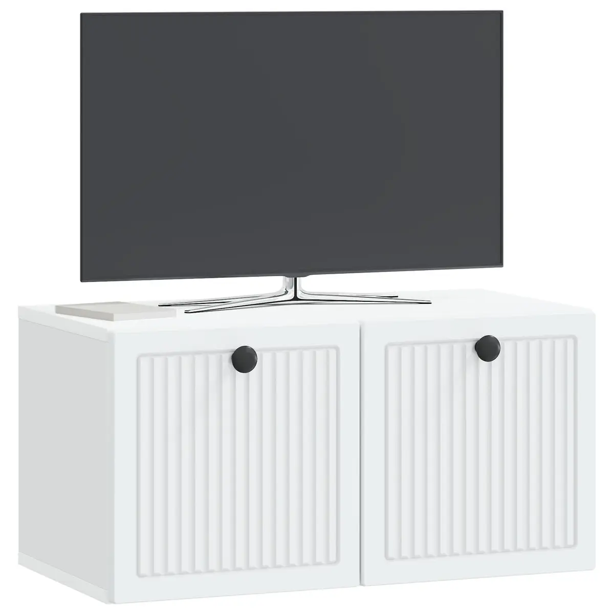 Wall-Mounted TV Cabinet White Modern Living Room Storage Unit 59.5 x 31 x 30 cm
