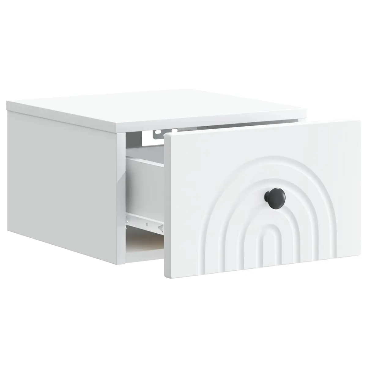 Wall-Mounted Bedside Cabinet White Engineered Wood Storage Drawer Organiser