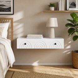 Wall-Mounted Side Table White Storage Cabinet Bedroom Living Room Display Unit