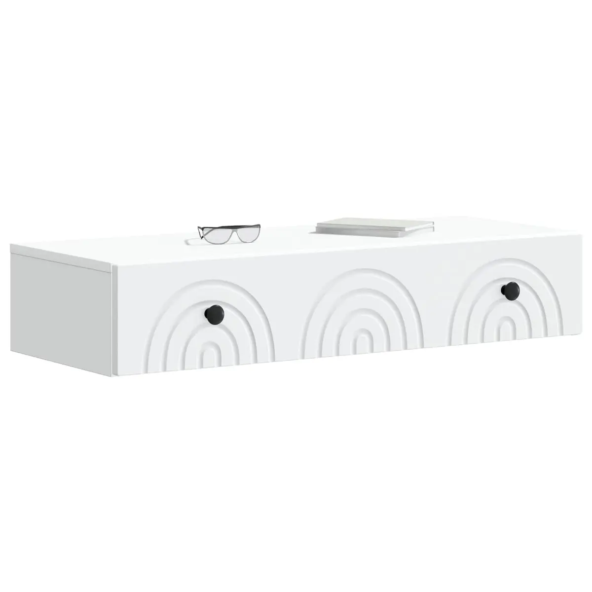 Wall-Mounted Side Table White Storage Cabinet Bedroom Living Room 87.5 x 34.5 x 17 cm