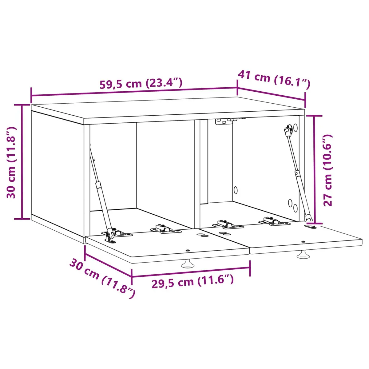 Wall-Mounted TV Cabinet White Modern Living Room Storage 59.5 x 41 x 30 cm Engineered Wood