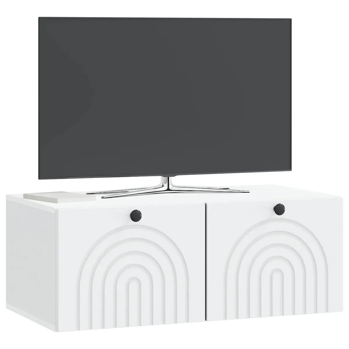 Wall-Mounted TV Cabinet White Storage Unit Living Room Media Organizer 78.5cm
