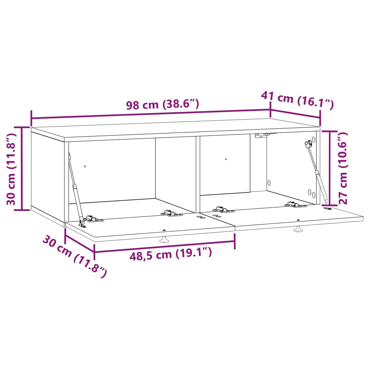 Wall-Mounted TV Cabinet White 99 x 41 x 30 cm Engineered Wood Storage Unit