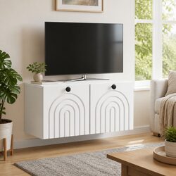 White Engineered Wood Wall-Mounted TV Cabinet 59.5 x 31 x 30 cm