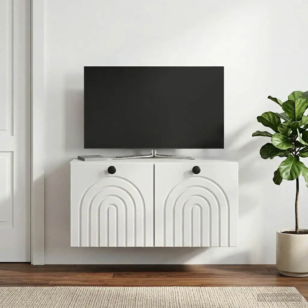 Wall-Mounted TV Cabinet Living Room White 59.5 x 31 x 30 cm Engineered Wood Media Storage