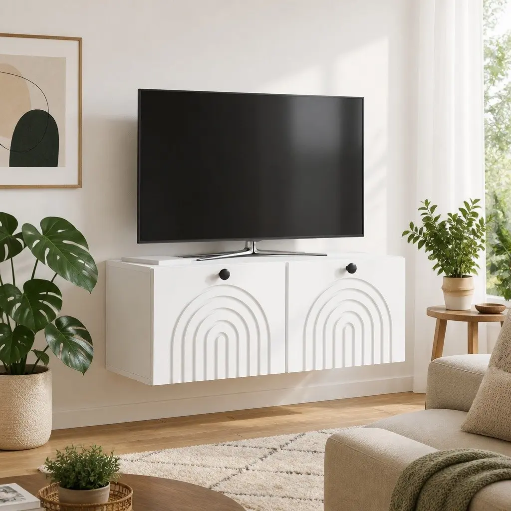White Wall-Mounted TV Cabinet