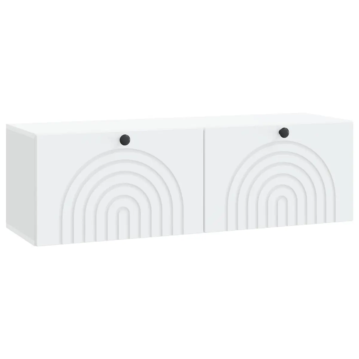Wall-Mounted TV Cabinet White Engineered Wood Media Storage Living Room Unit
