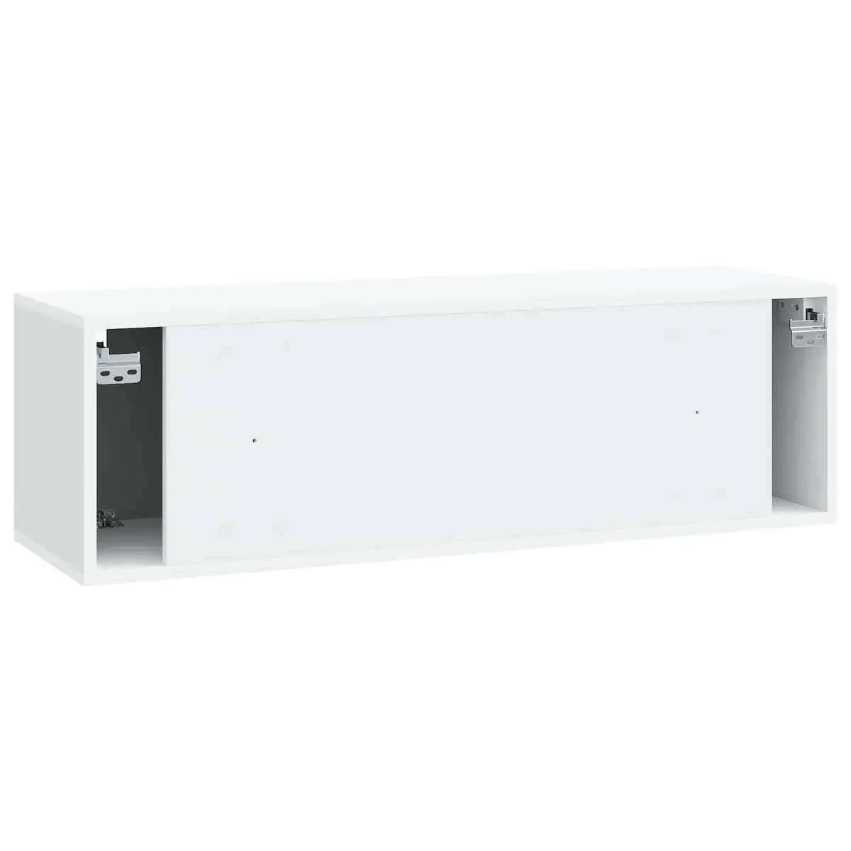 Wall-Mounted TV Cabinet White Engineered Wood Media Storage Living Room Unit