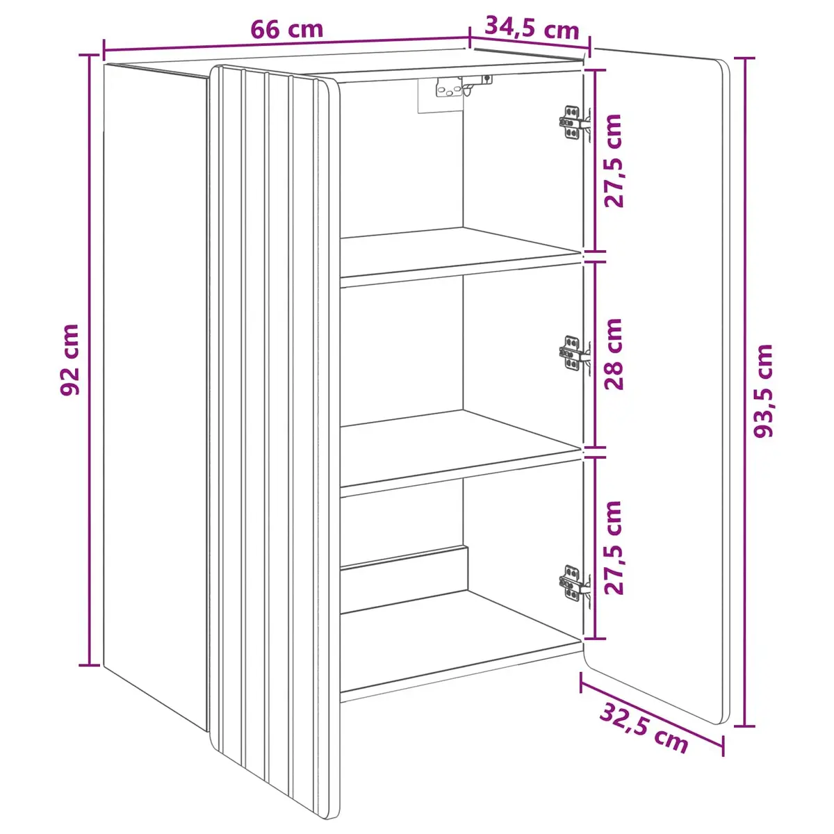 Wall-Mounted Storage Cabinet Living Room White Engineered Wood 66 x 34.5 x 92 cm