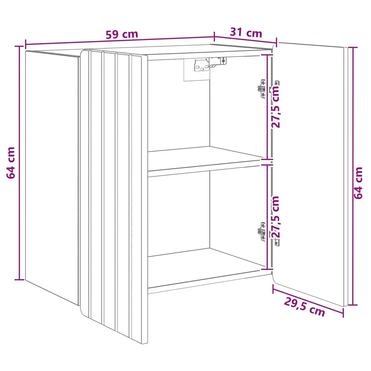 Wall-Mounted Storage Cabinet White 59 x 31 x 64 cm Engineered Wood