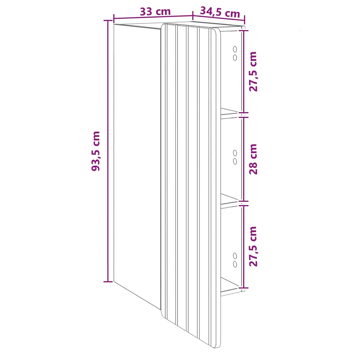 Wall-Mounted Storage Cabinet Living Room White 33 x 34.5 x 94 cm Engineered Wood Shelves