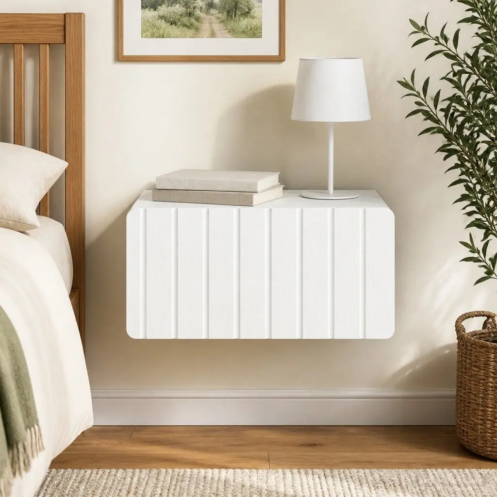Wall-Mounted Bedside Cabinet with Storage Drawer