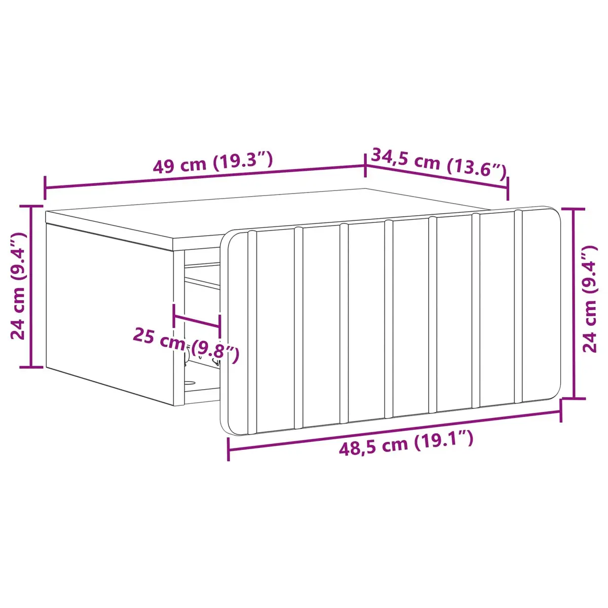 Wall-Mounted Bedside Cabinet with Storage Drawer