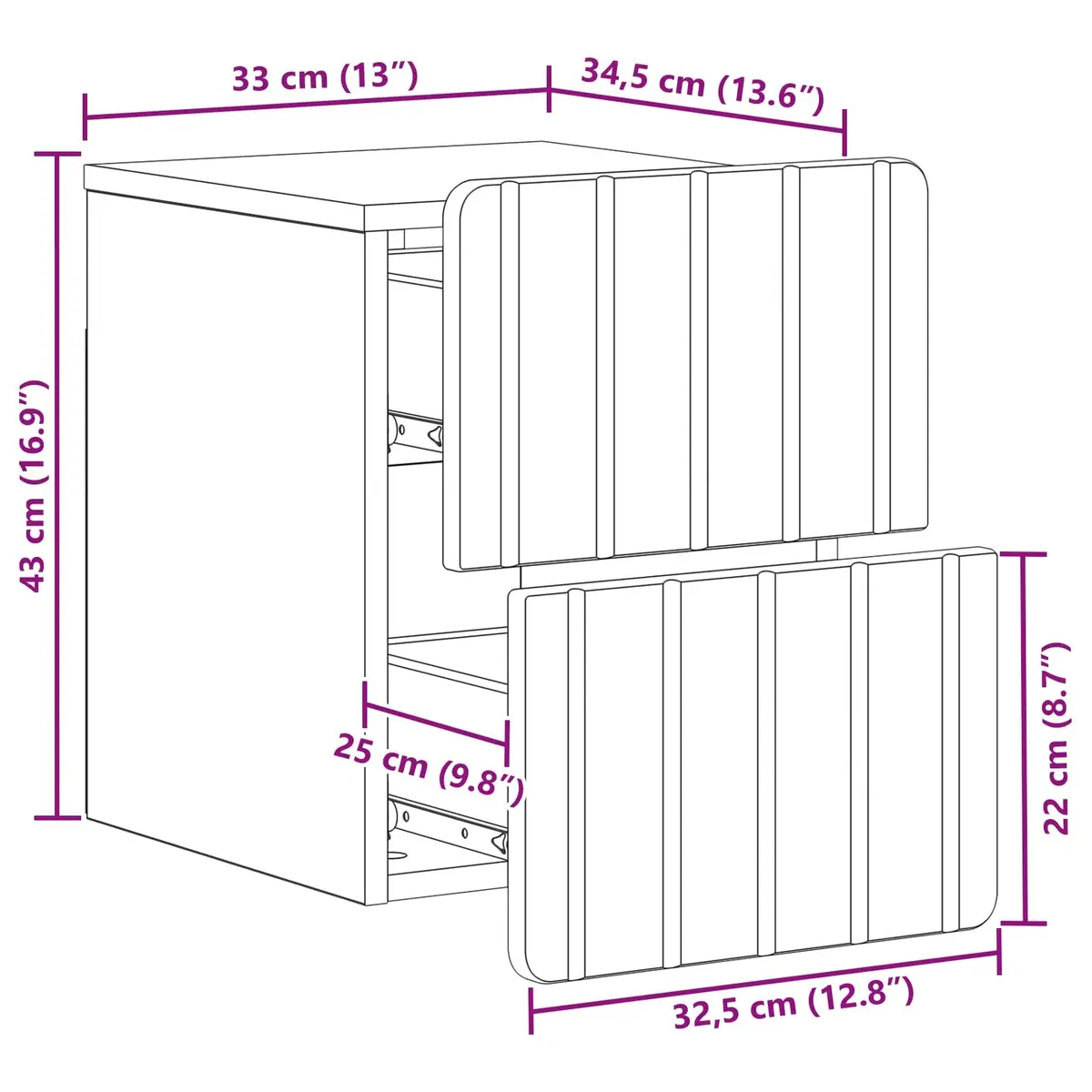 Wall-Mounted Bedside Cabinet White Storage Organiser Small Spaces 33 x 34.5 x 43 cm