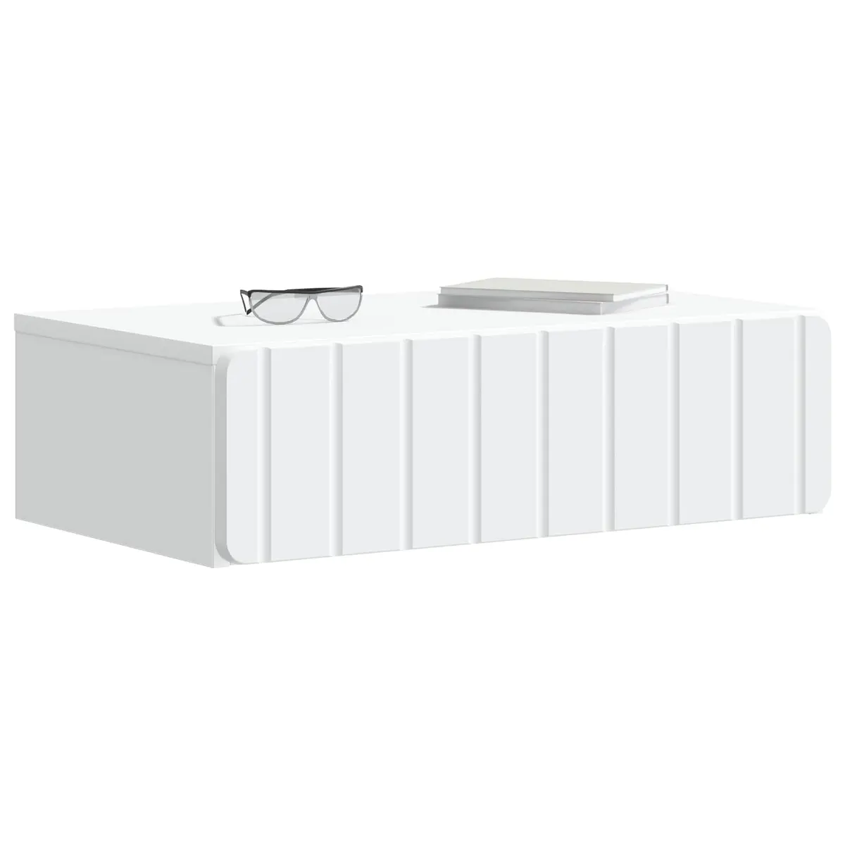 Wall-Mounted Side Table Storage Cabinet for Bedroom Living Room White 59 x 34.5 x 17 cm