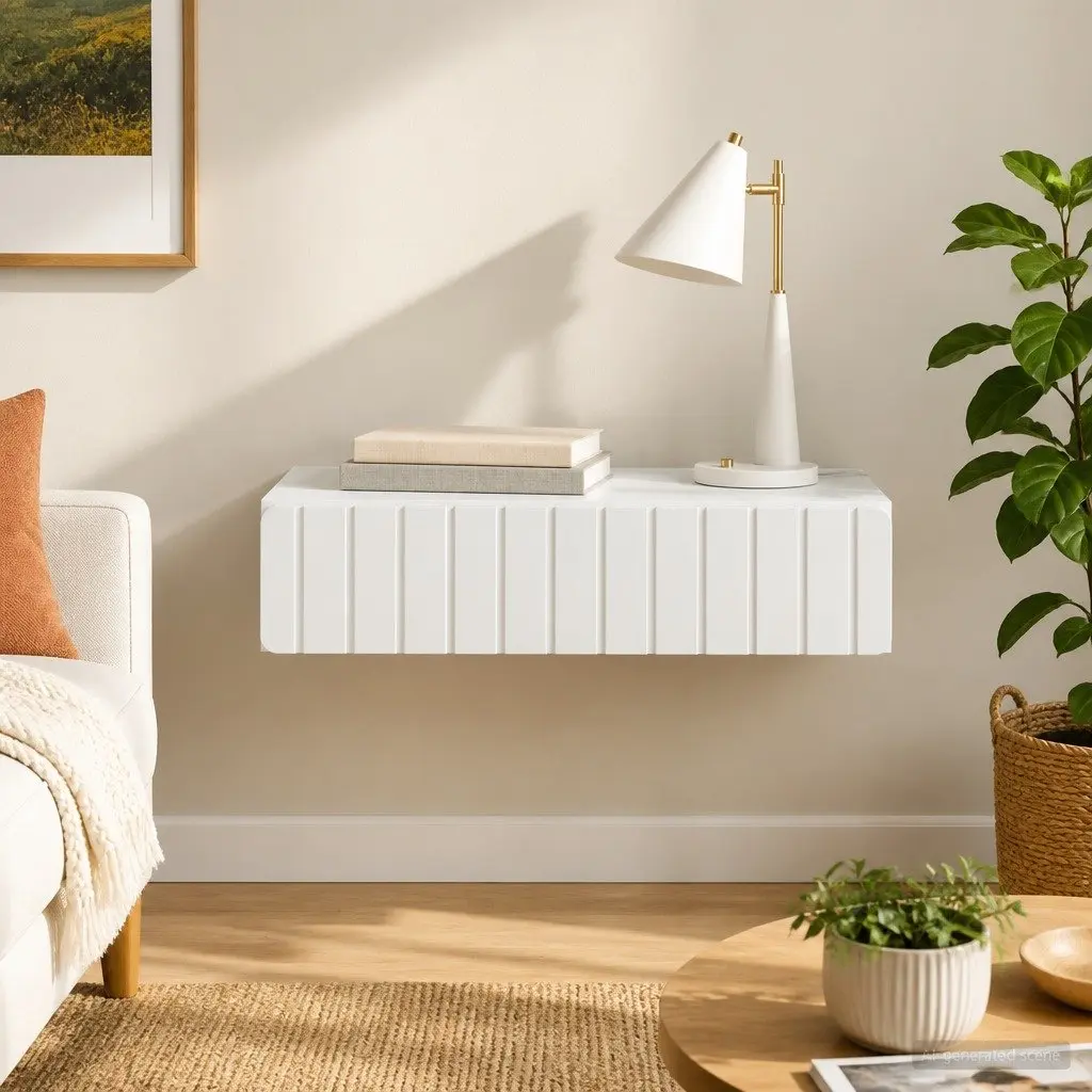 Wall-Mounted Side Table in White