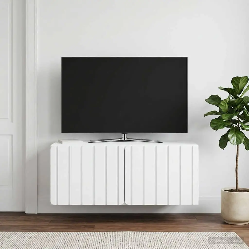 Wall-Mounted TV Cabinet 78.5 x 41 x 30 cm White Storage Unit Modern Design