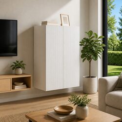 Wall-Mounted Storage Cabinet Specifications: 66 x 34.5 x 90 cm, White