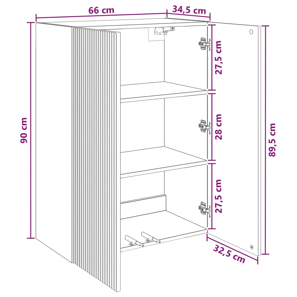 Wall-Mounted Storage Cabinet for Home 66 x 34.5 x 90 cm White Modern Organiser