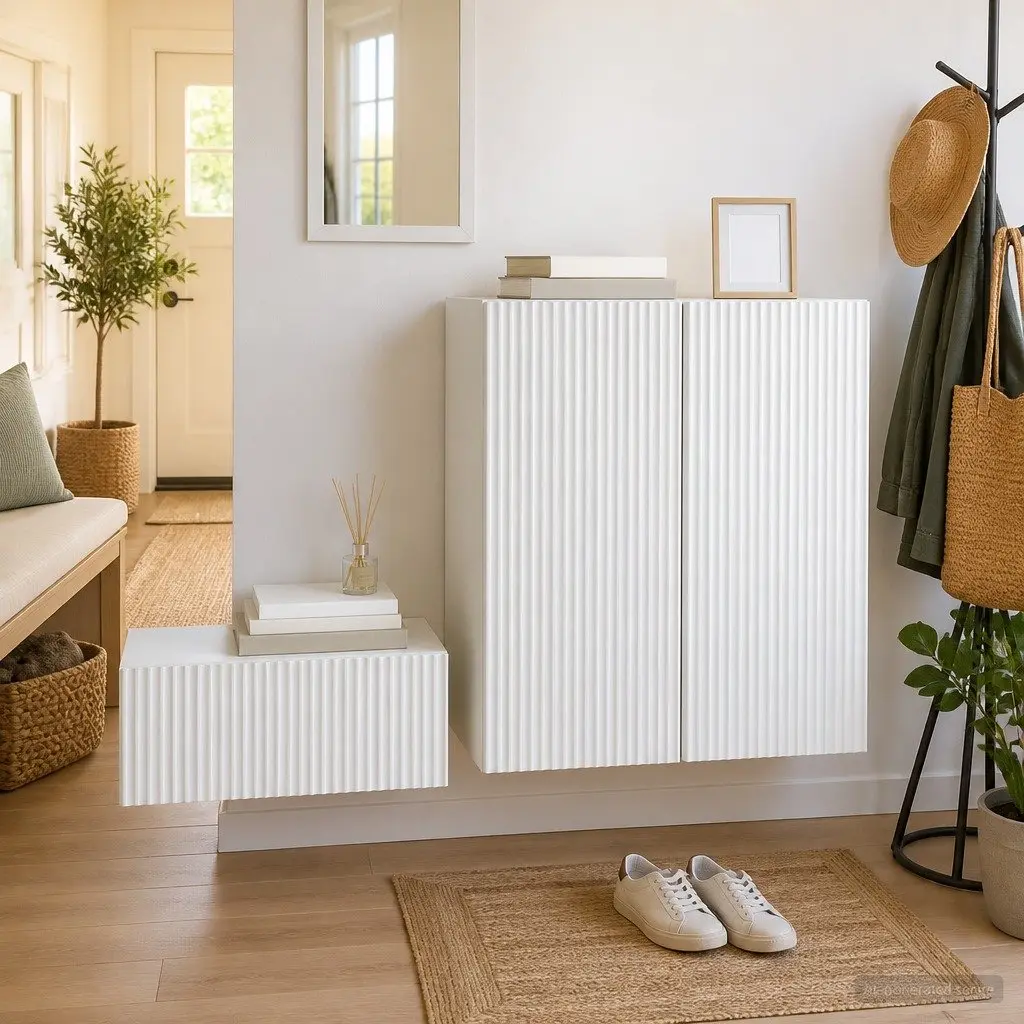 59x31x60cm White Engineered Wood Storage Cabinet