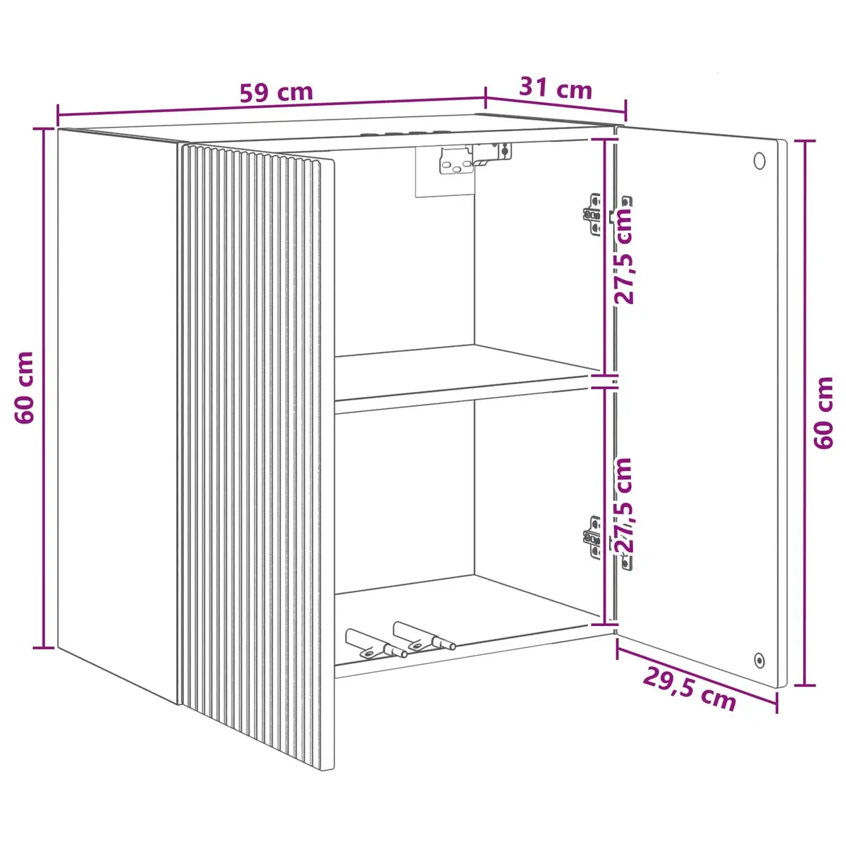 59x31x60cm White Engineered Wood Storage Cabinet