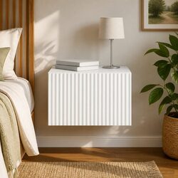 Wall-Mounted Bedside Cabinet Specs: 33x34.5x20cm, White Finish