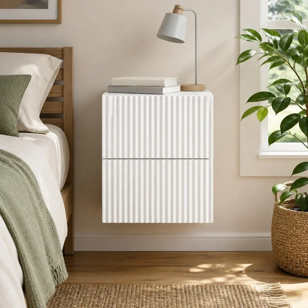 Wall Mounted Storage Shelf Bedside Cabinet White Engineered Wood 33x34.5x40cm