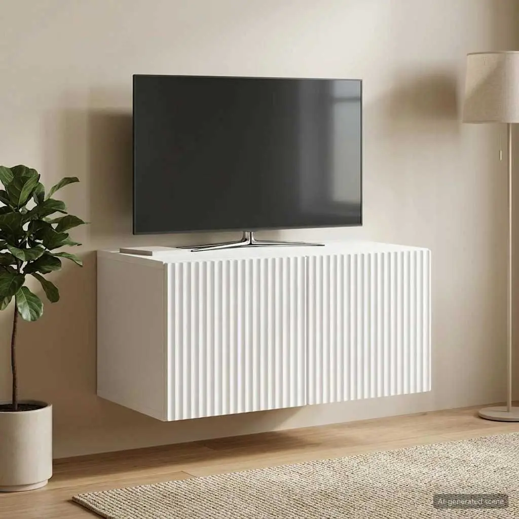 White Wall-Mounted TV Cabinet Unit