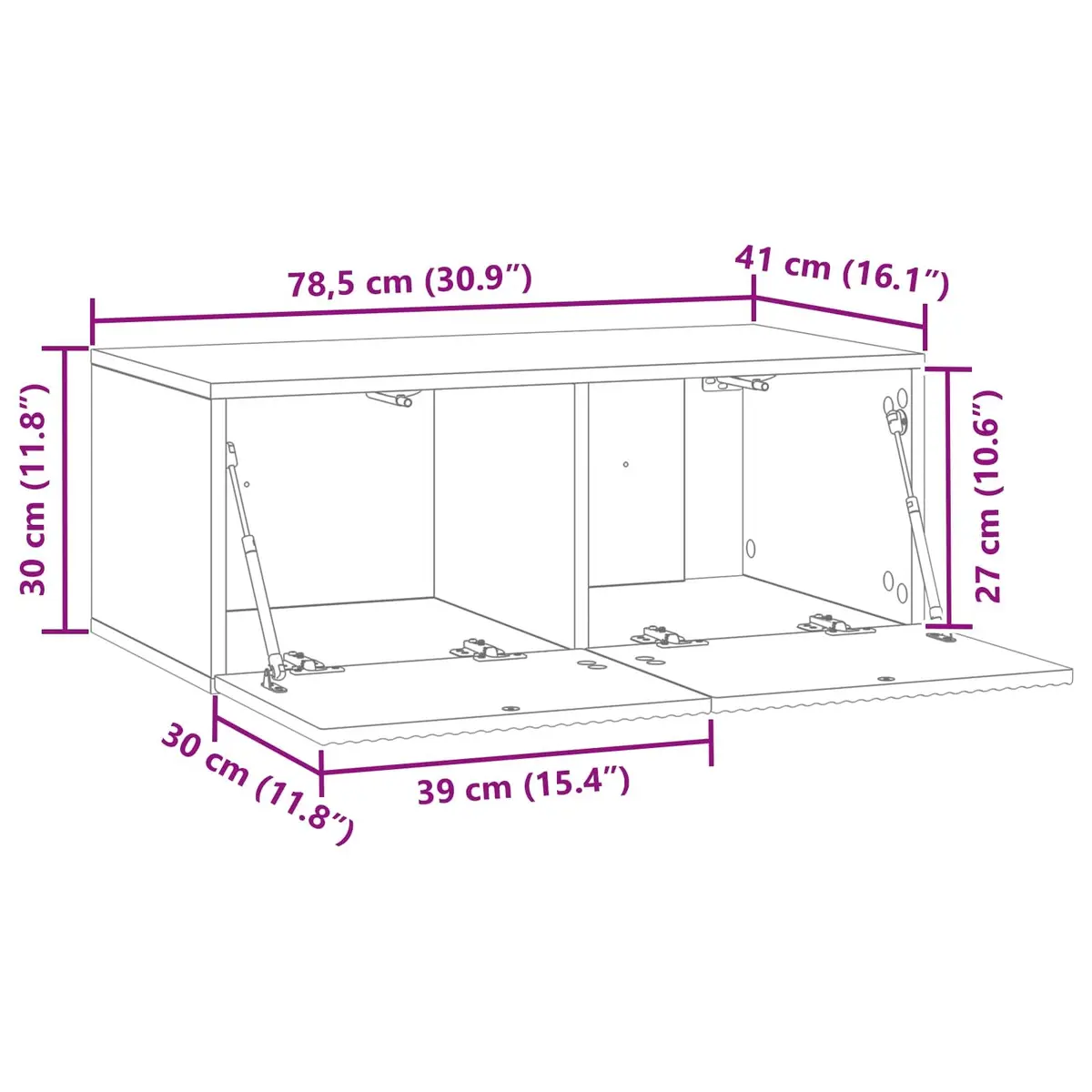 78.5cm Wall-Mounted TV Cabinet in White for Electronics