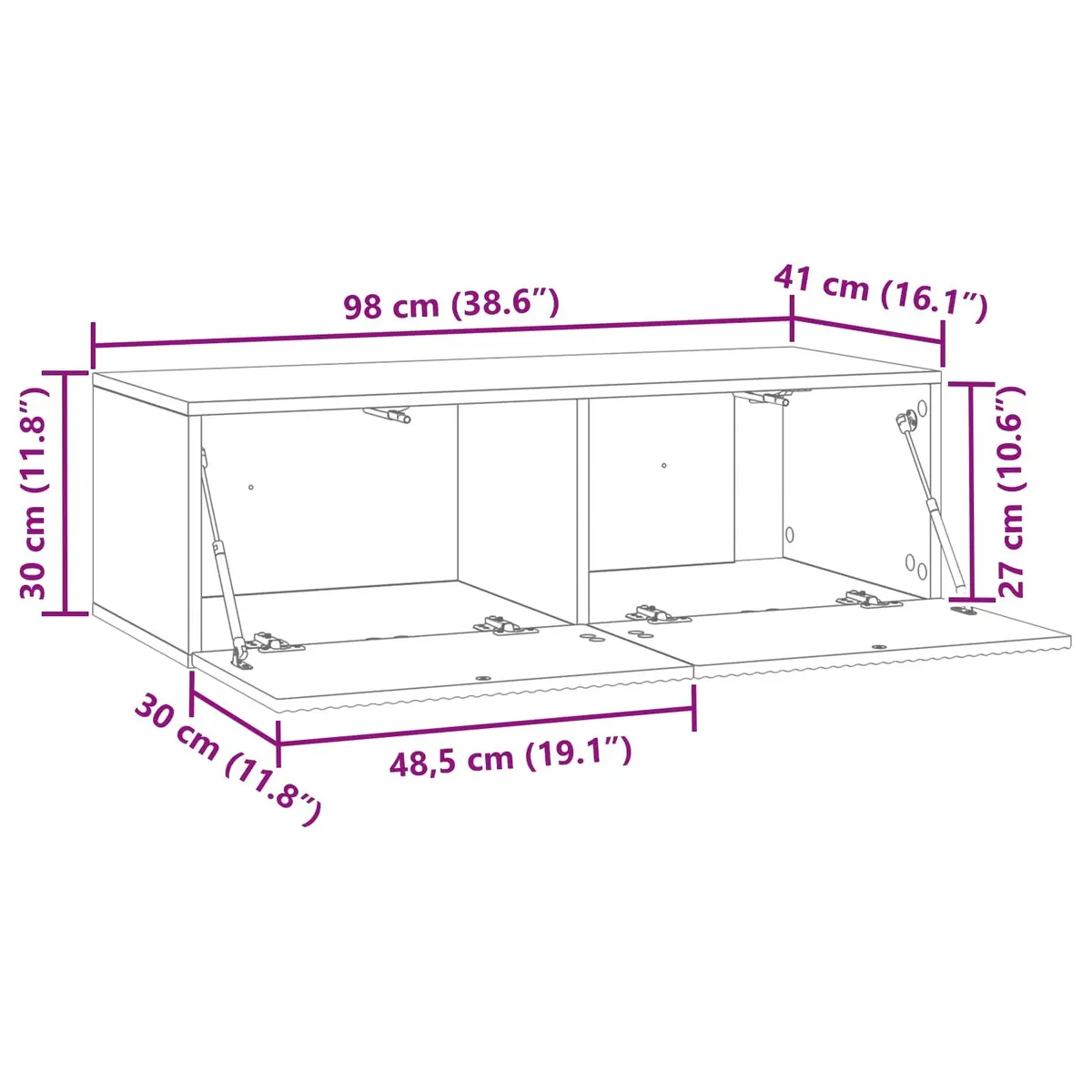 Wall-Mounted TV Cabinet Living Room 98x41x30cm