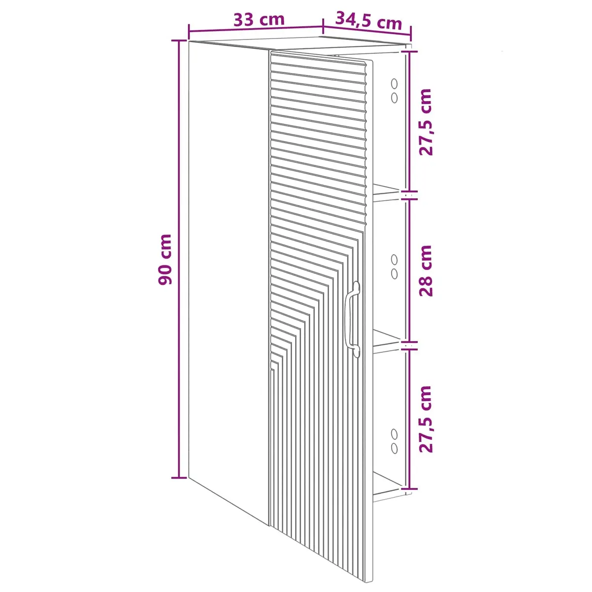 Engineered Wood Wall-Mounted Cabinet for Organized Living Space White Multiple Shelves 33x34.5x90cm