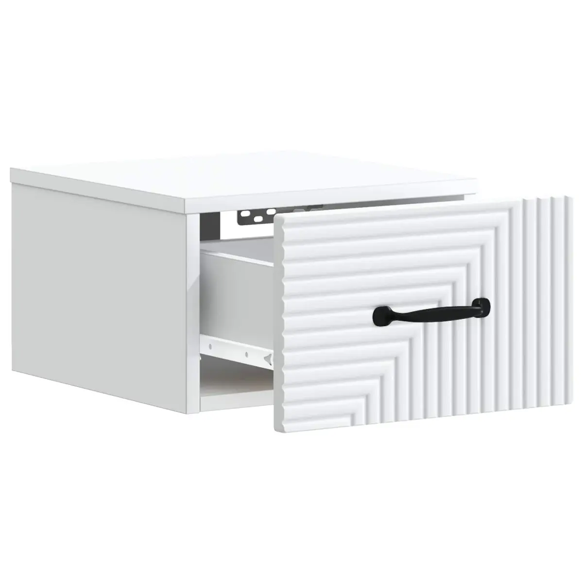 Bedside Cabinet Wall-Mounted White Storage Table Bedroom Furniture with Drawer