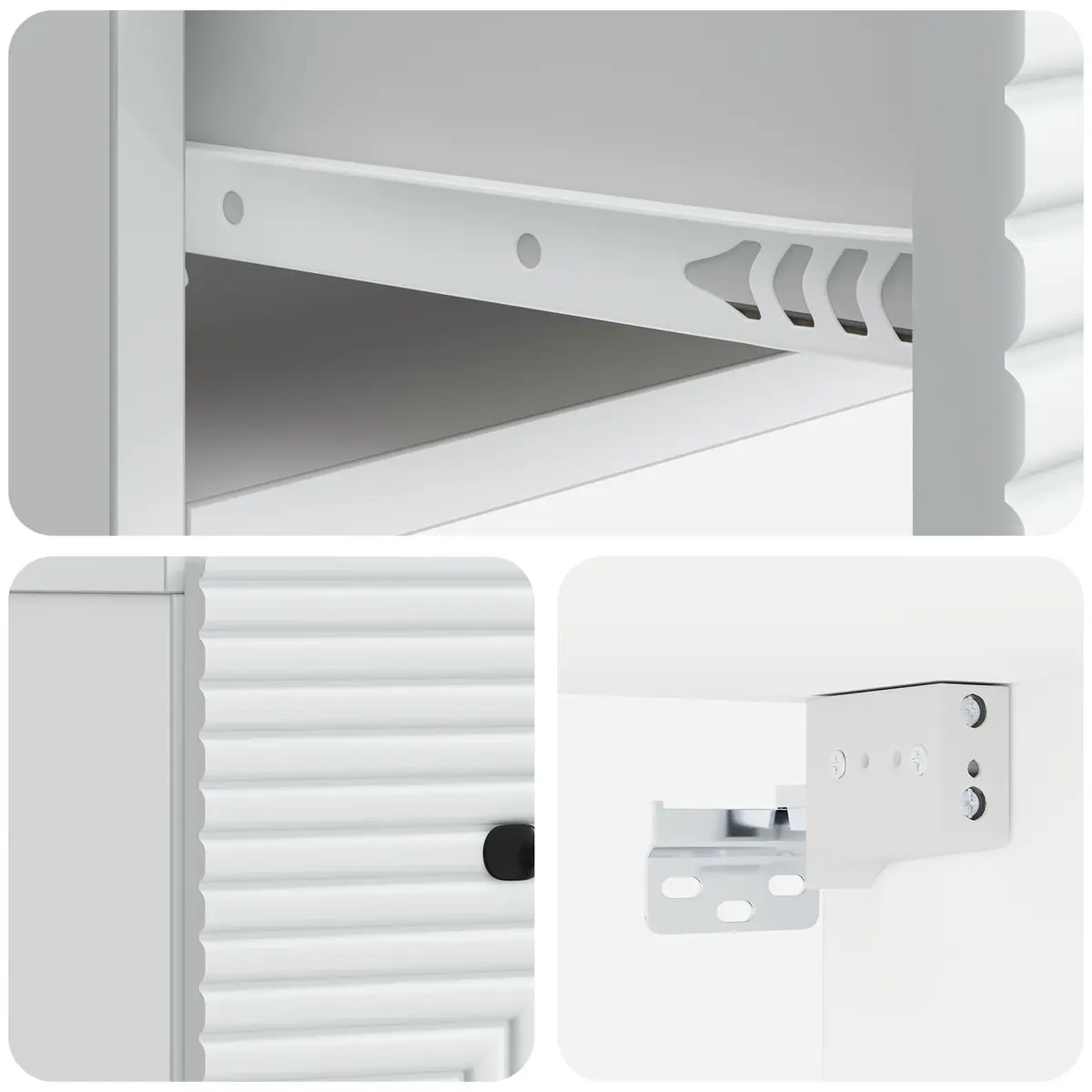 Bedside Cabinet Wall-Mounted White Storage Table Bedroom Furniture with Drawer