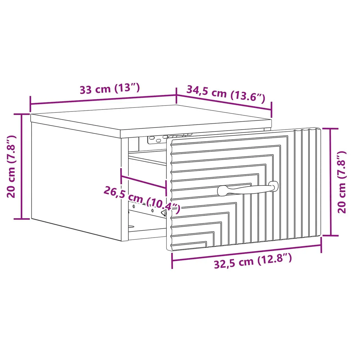 Bedside Cabinet Wall-Mounted White Storage Table Bedroom Furniture with Drawer