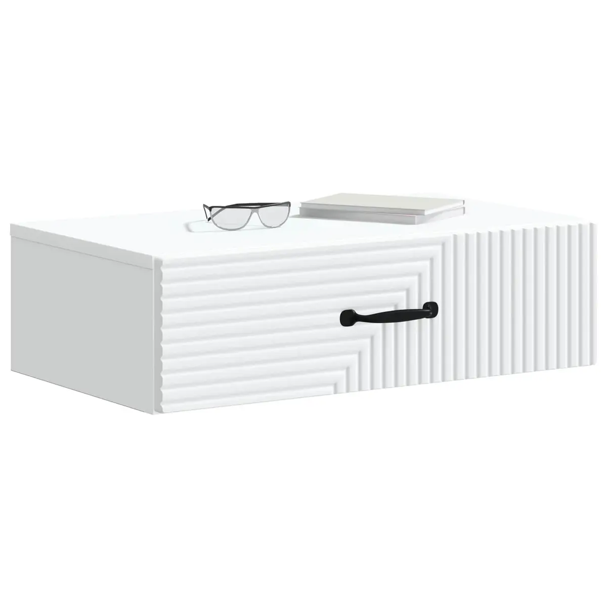 White Wall-Mounted Side Table with Storage Drawer Modern Bedroom Lounge Hallway