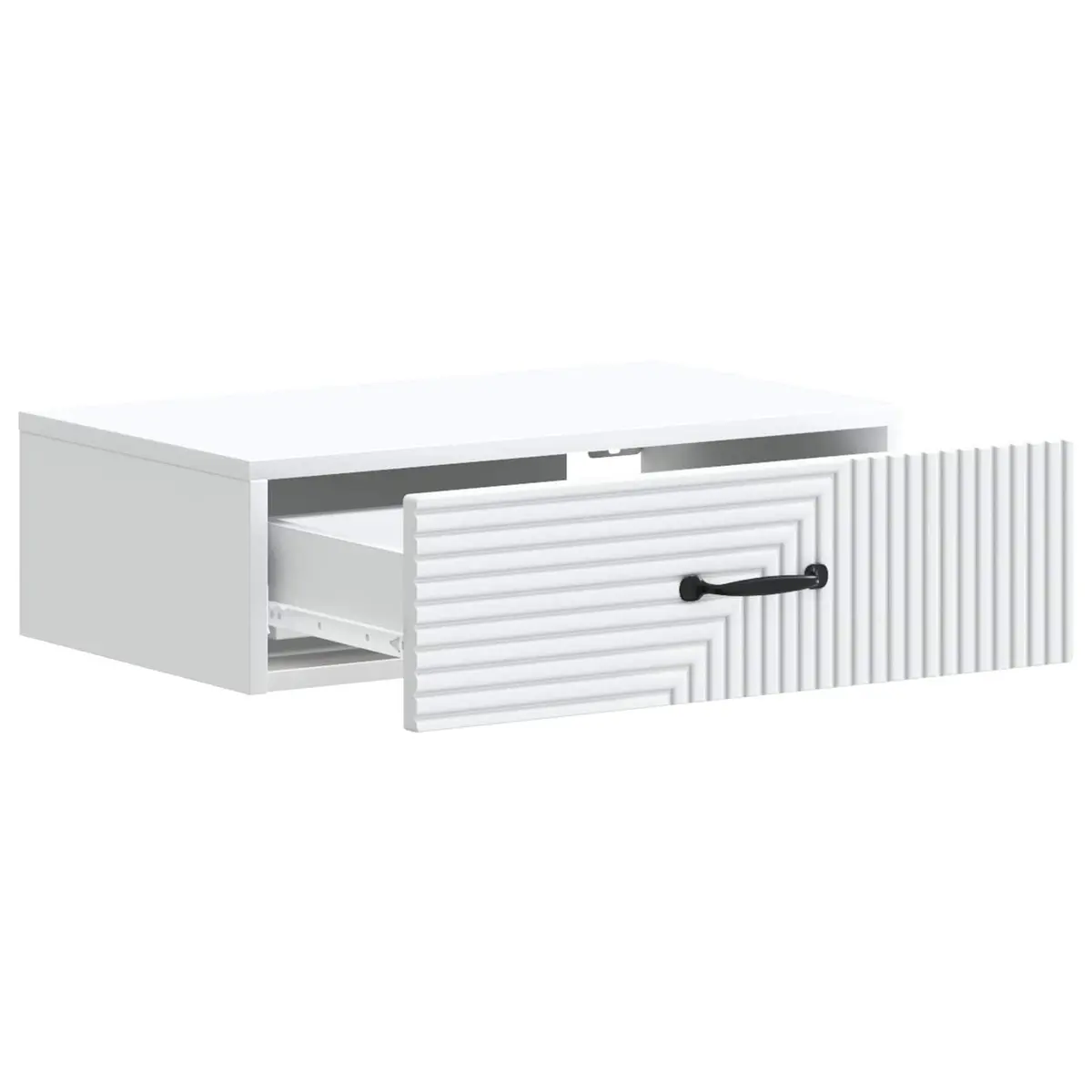 White Wall-Mounted Side Table with Storage Drawer Modern Bedroom Lounge Hallway