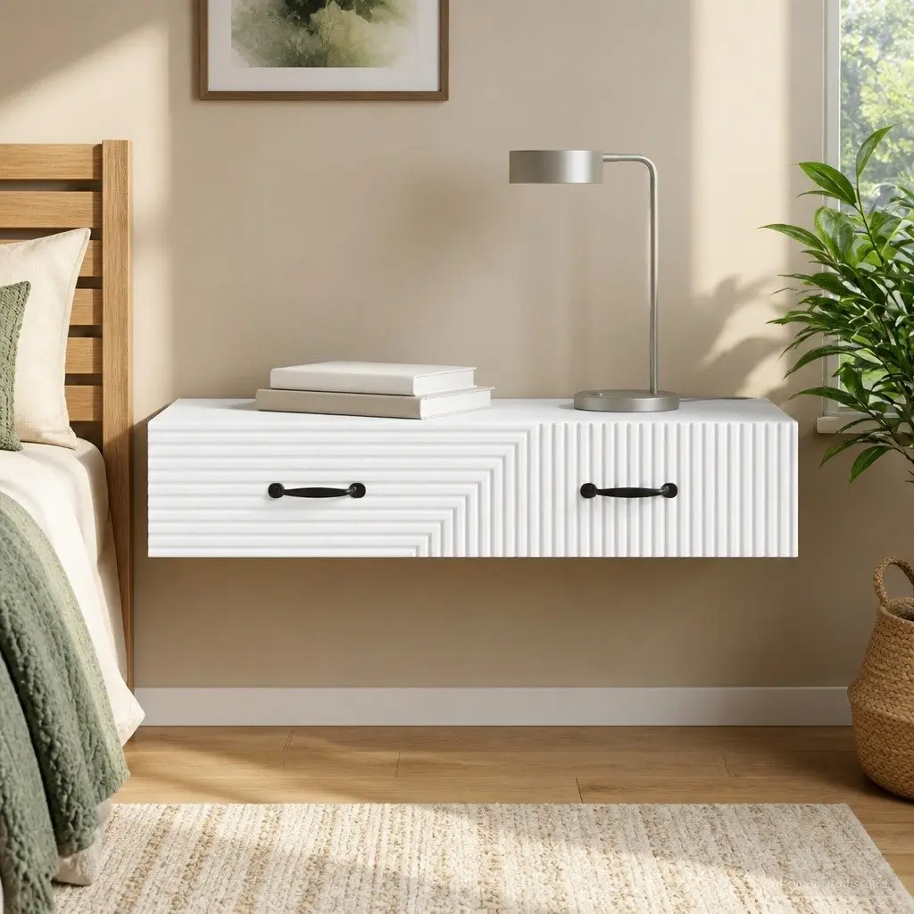 White Wall-Mounted Side Table 87.5cm
