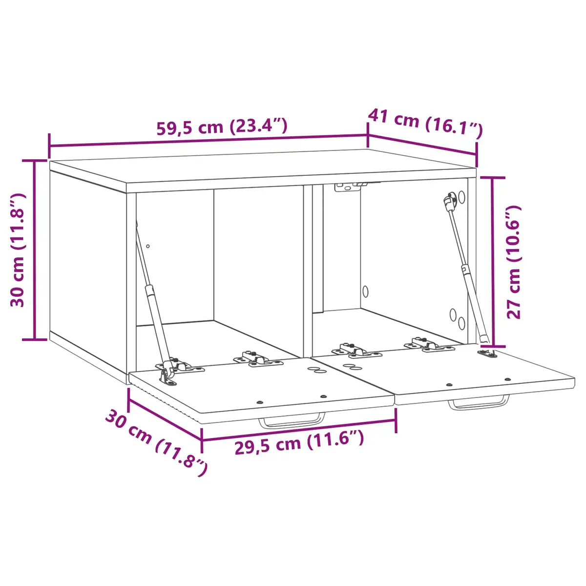 Wall-Mounted TV Cabinet White Modern Living Room 59.5 x 41 x 30cm