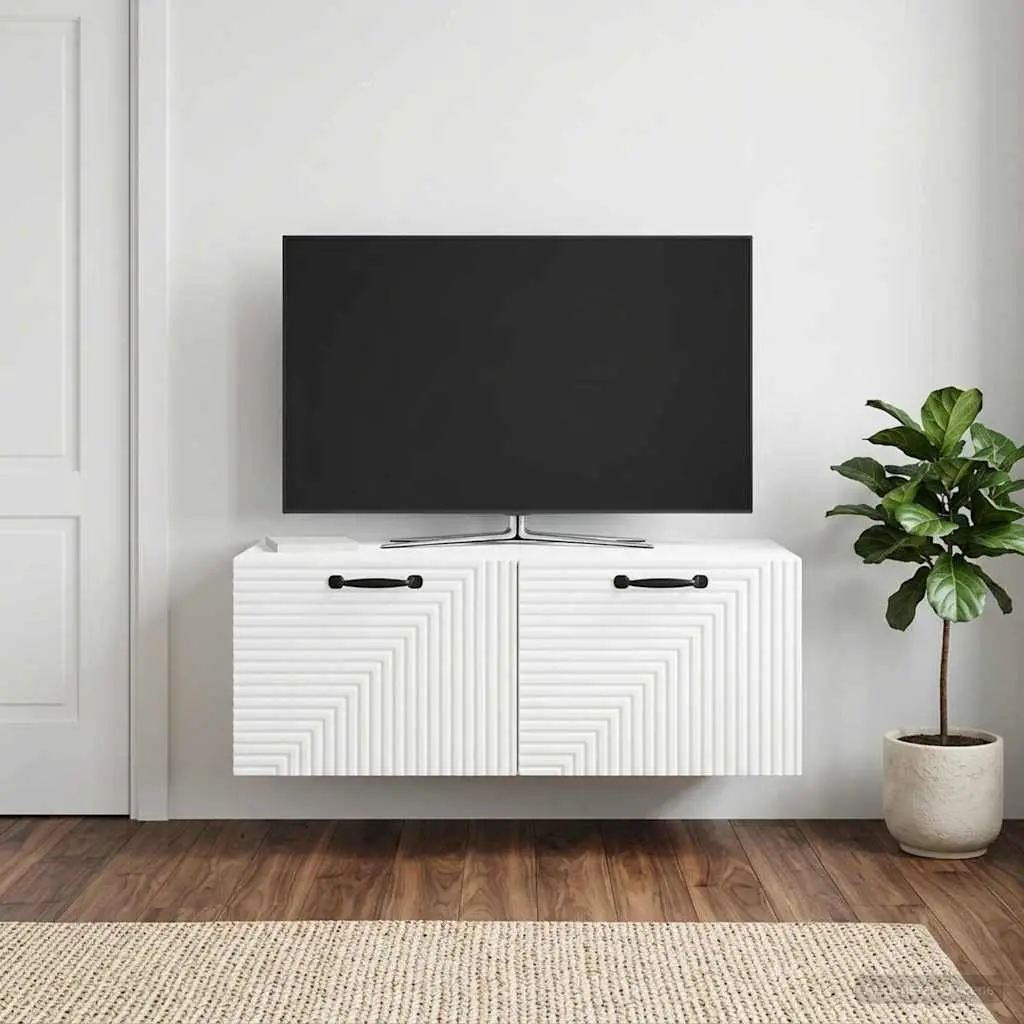 Wall-Mounted TV Cabinet Living Room White 78.5 x 41 x 30 cm Modern Storage Unit
