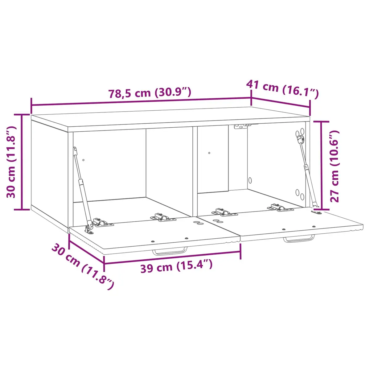 Wall-Mounted TV Cabinet Living Room White 78.5 x 41 x 30 cm Modern Storage Unit